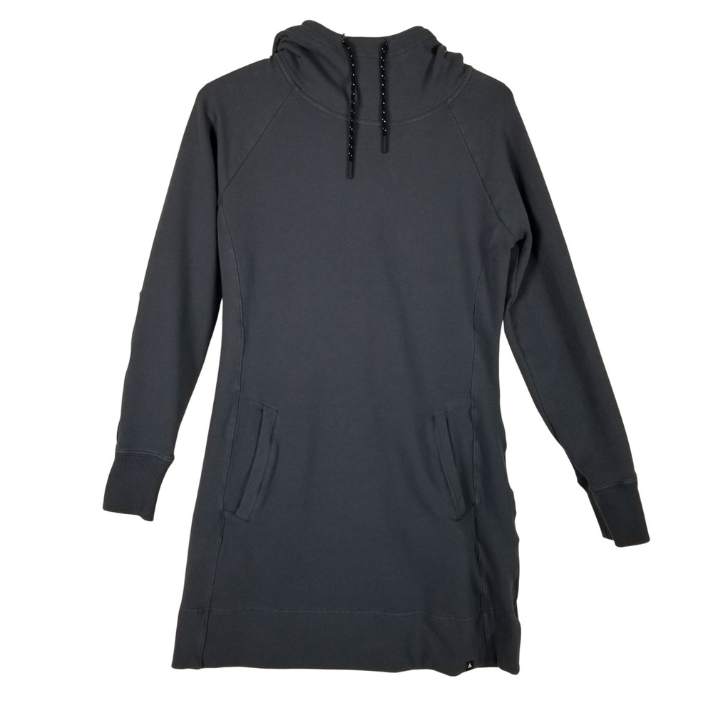 American Giant Sweatshirt Dress Women S Gray Hooded Funnel Neck Tunic Pockets